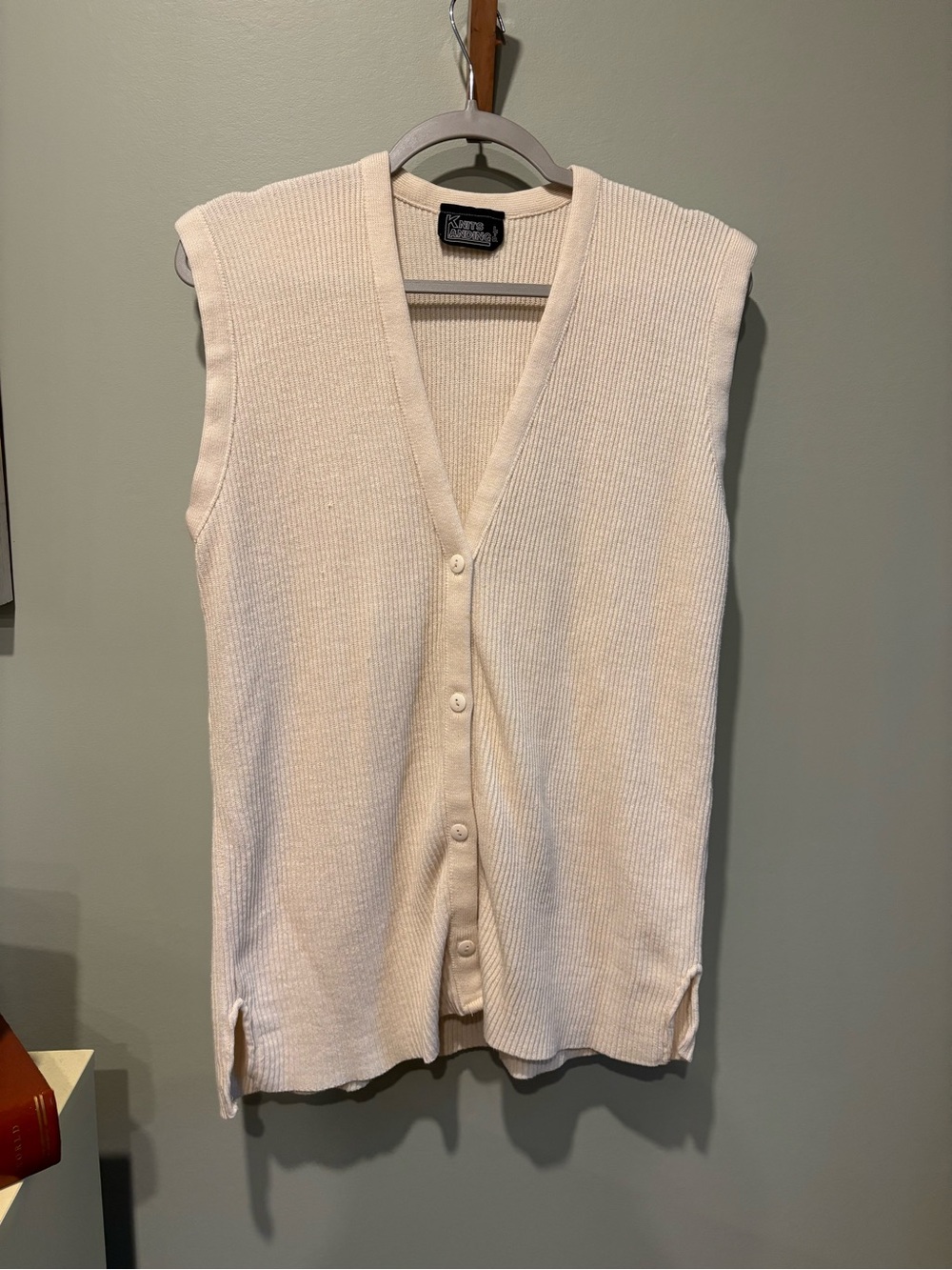 Vintage Cream Ribbed Button-Front Tank